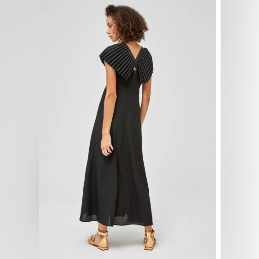 Cop.Copine Raffinee Black Maxi dress with ruffle sleeves size 36 (small)